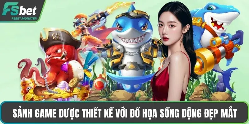 Sảnh game được thiết kế với đồ họa sống động đẹp mắt